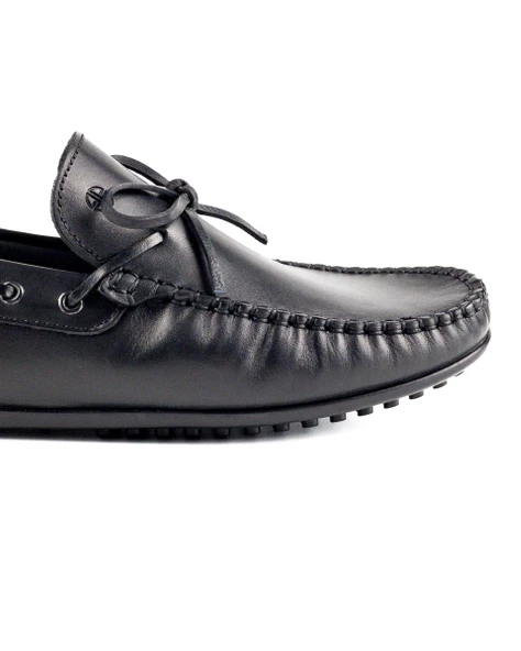 Tripolis Siyah Hakiki Deri Erkek Loafer Ayakkabı - Resim 5