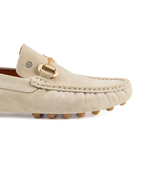 Gordion Bej Hakiki Süet Deri Erkek Loafer Ayakkabı - Resim 5