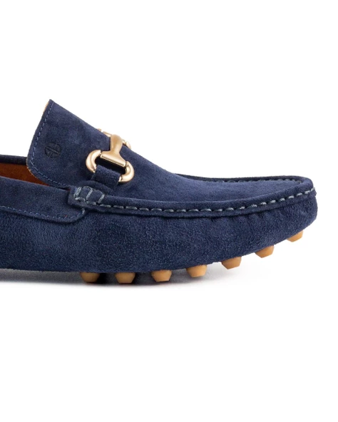 Gordion Lacivert Hakiki Süet Deri Erkek Loafer Ayakkabı - 5
