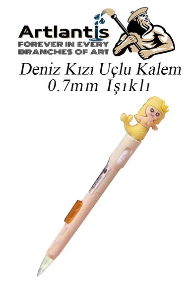 Işıklı Deniz Kızı Uçlu Kalem 0.7 1 Adet Denizkızı Başlıklı Versatil Kalem Süslü Silikonlu Hediyelik Kalem - 4