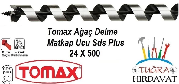 Tomax Sds Plus Ağaç Delme Ahşap Delme Matkap Ucu 24x500