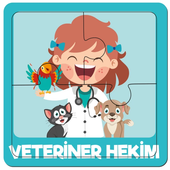 Veteriner Hekim İlk Puzzlem Çocuklar İçin Eğitici-Öğretici Ahşap Oyuncak 3 Parça