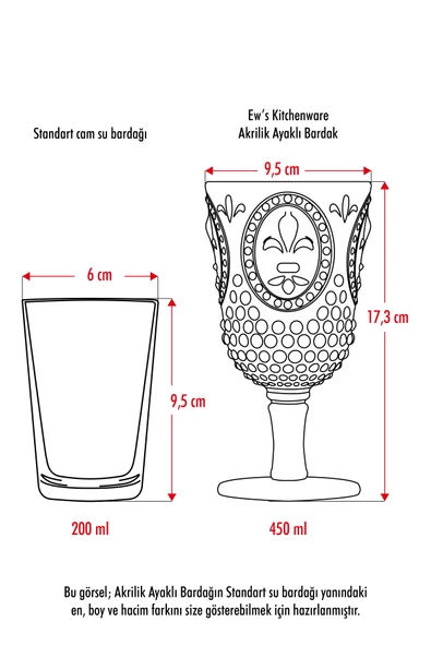 Akrilik Bal 6'lı Kadeh & Su Meşrubat Kahve Yanı Bardağı 450 ml ( Cam Değildir ) - 4