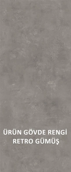 Karen Banyo Gümüş 65 Cm Lavabolu Banyo Dolabı Retro Gümüş-Beyaz Lavabo Dahil - 4