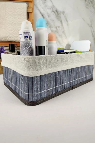 Digithome Bambu Çok Amaçlı Saklama Kutusu Düzenleyici Büyük Boy Organizer Gri 33x23x12 Cm - CL-6005-2 C1-1-121 - 3