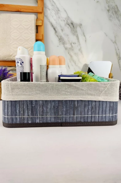 Digithome Bambu Çok Amaçlı Saklama Kutusu Düzenleyici Büyük Boy Organizer Gri 33x23x12 Cm - CL-6005-2 C1-1-121 - 2