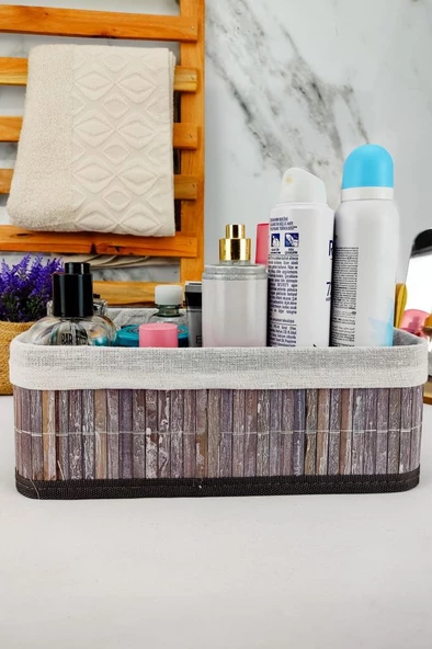 Digithome Bambu Çok Amaçlı Saklama Kutusu Düzenleyici Orta Boy Organizer Gri 29x19x10 Cm - CL-6006-2 C1-1-121 - 2