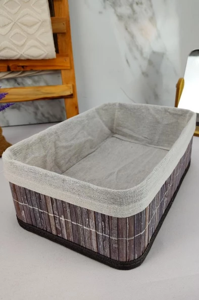 Digithome Bambu Çok Amaçlı Saklama Kutusu Düzenleyici Orta Boy Organizer Gri 29x19x10 Cm - CL-6006-2 C1-1-121 - 4