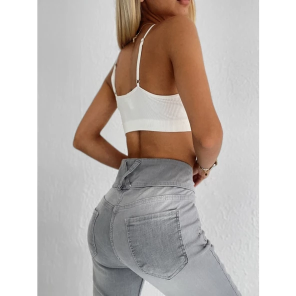 Lucky Life Yüksek Bel Likralı Jean Pantolon 90 Cm - 6
