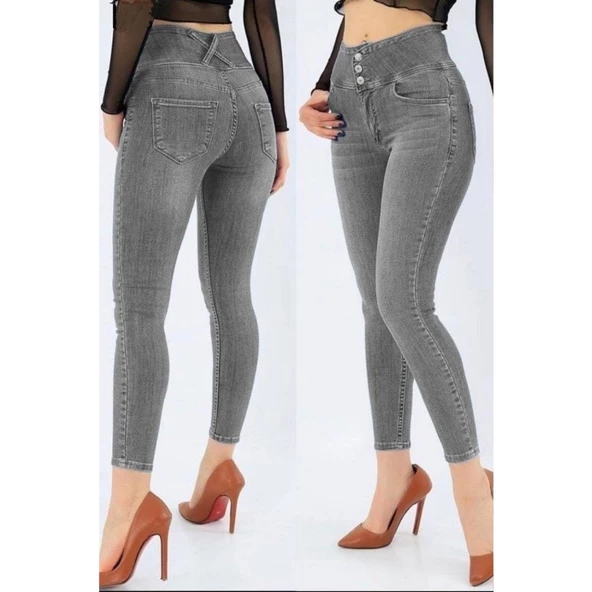 Lucky Life Yüksek Bel Likralı Jean Pantolon 90 Cm - 4