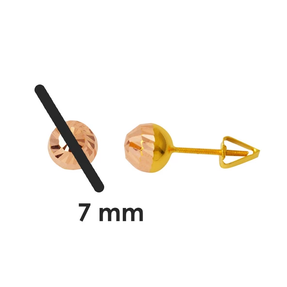 14 Ayar Top Altın Küpe Vidalı 7 mm. - 6