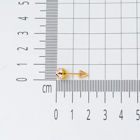 14 Ayar Top Altın Küpe Vidalı 7 mm. - 5