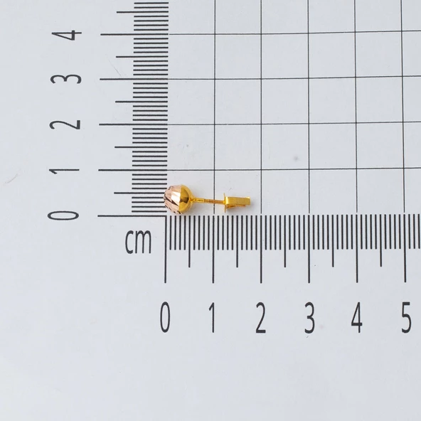 14 Ayar Vidalı 6 mm. Top Altın Küpe - 5