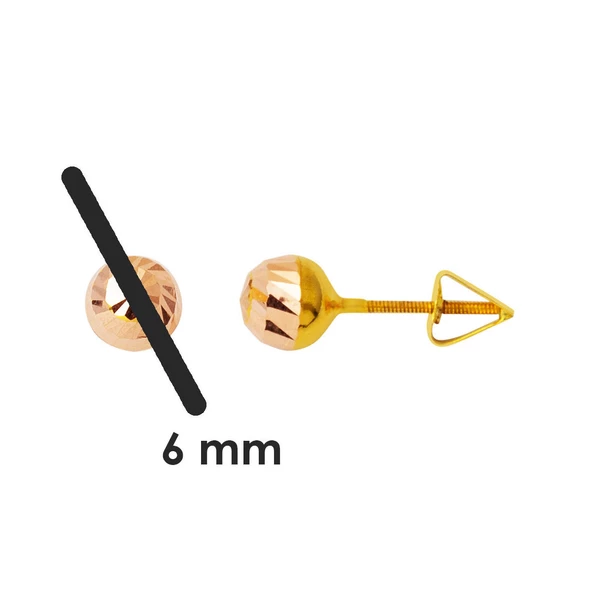 14 Ayar Vidalı 6 mm. Top Altın Küpe - 6