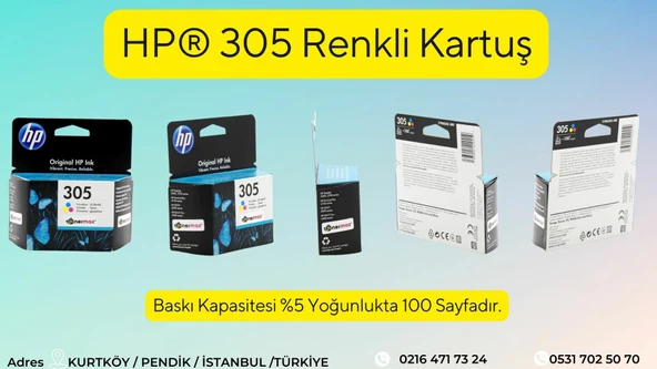 Hp Deskjet 2710 Orjinal Kartuş / Hp 305 Avantaj Paket Siyah ve Renkli Kartuş - 3
