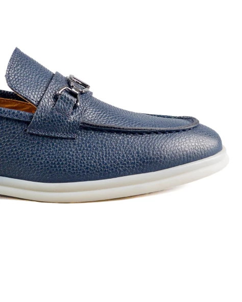 Bolero Lacivert Hakiki Deri Erkek Loafer Ayakkabı - Resim 5