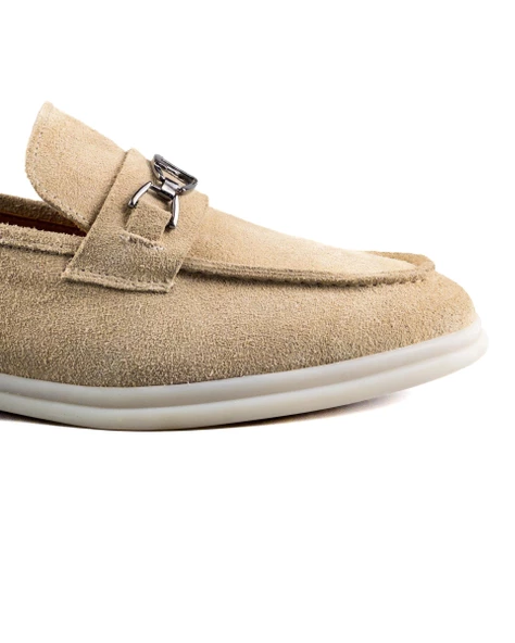 Bolero Bej Hakiki Süet Deri Erkek Loafer Ayakkabı - 5