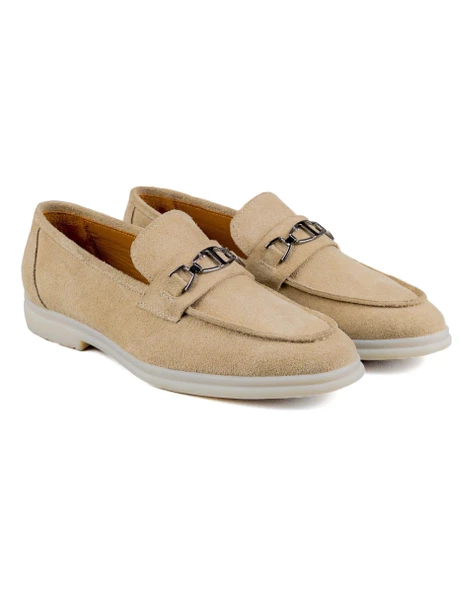 Bolero Bej Hakiki Süet Deri Erkek Loafer Ayakkabı - 2