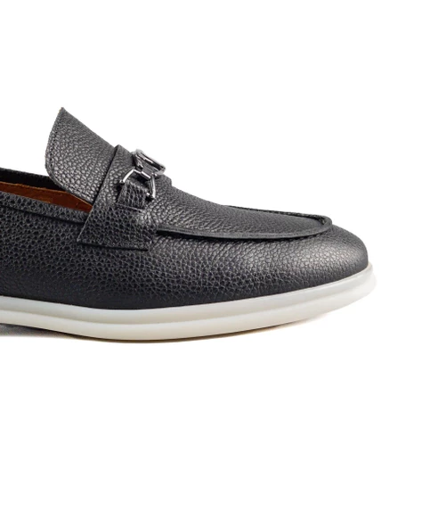 Bolero Siyah Hakiki Deri Erkek Loafer Ayakkabı - 5