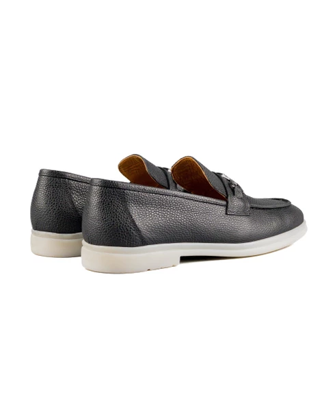 Bolero Siyah Hakiki Deri Erkek Loafer Ayakkabı - 4