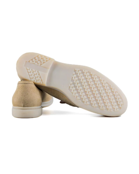 Bolero Bej Hakiki Süet Deri Erkek Loafer Ayakkabı - 3