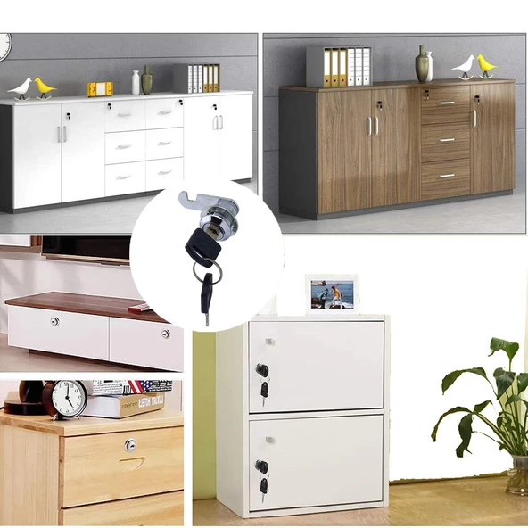 Ugr Mandallı Çekmece Kilidi 2 Anahtarlı Metal Mobilya Dolap Kilidi (5 ADET) - 4