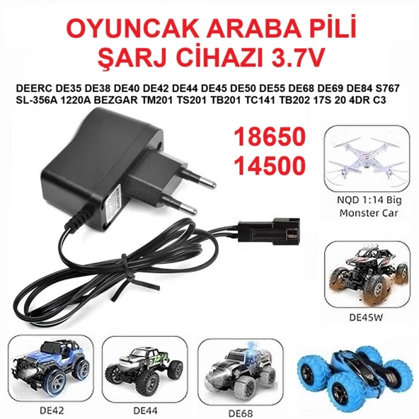 3.7v 18650 600 Mah Li-on Siyah Soketli 2 Adet Oyuncak Pili + 3.7V Şarj Cihazı - Resim 2