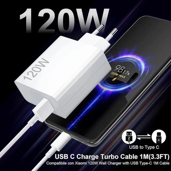 Xiaomi Mi Redmi 120W Turbo Hızlı Şarj Aleti Seti MDY-13-EE