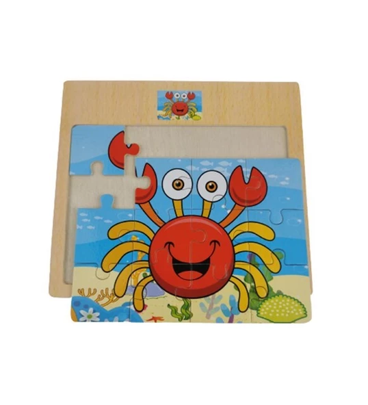 Hayal Sepeti YENGEÇ resimli Ahşap Çocuk Puzzle 12 Parça 15x17cm - 2