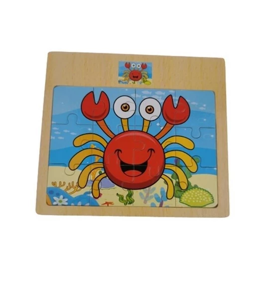 Hayal Sepeti YENGEÇ resimli Ahşap Çocuk Puzzle 12 Parça 15x17cm - 3