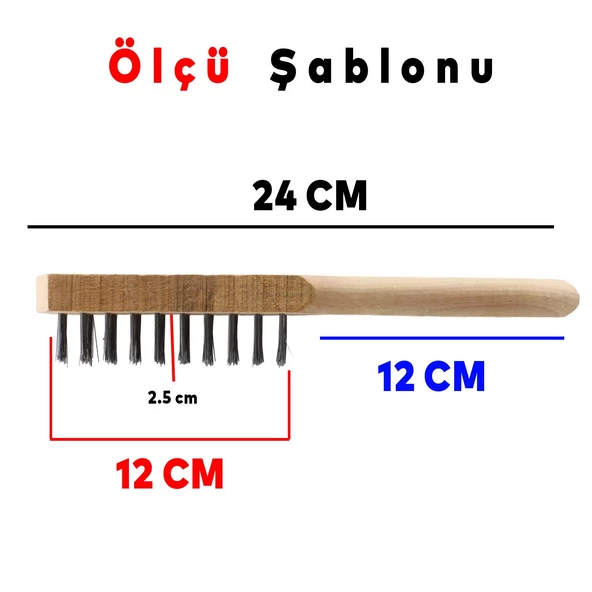 Ahşap Saplı Tel Fırça Kir Pas Mangal Barbekü Izgara Çok Amaçlı Temizleme Fırçası No 4 - 2