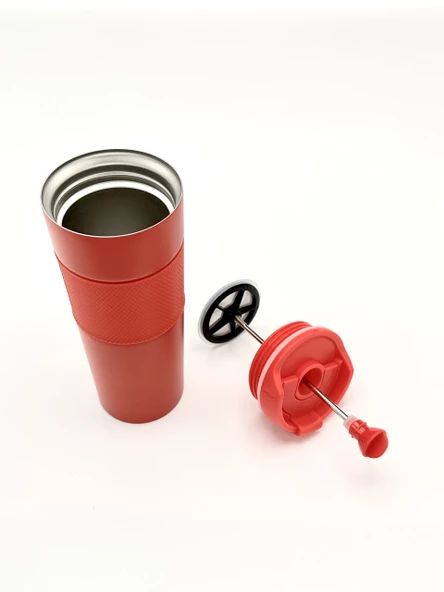 Yüksek Kaliteli Sıcak ve Soğuk French Press Çelik Termos Kupa Bardak Mug 500 ML  Kahve ve Bitki Çayı - 4