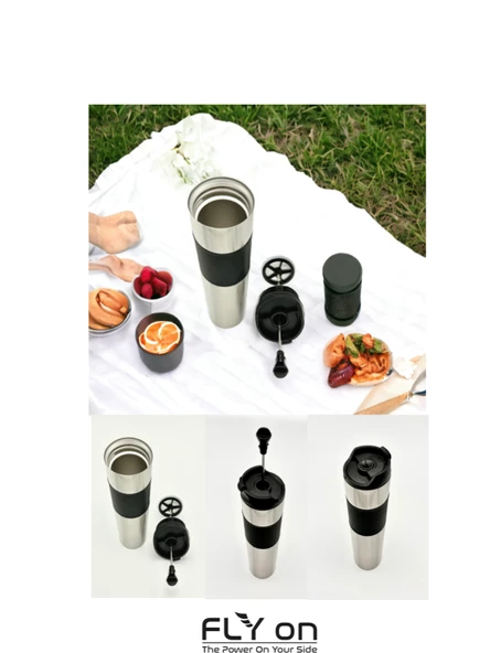 Yüksek Kaliteli Sıcak ve Soğuk French Press Çelik Termos Kupa Bardak Mug 500 ML  Kahve ve Bitki Çayı