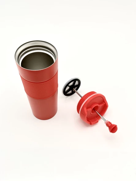 Yüksek Kaliteli Sıcak ve Soğuk French Press Çelik Termos Kupa Bardak Mug 500 ML  Kahve ve Bitki Çayı - 6