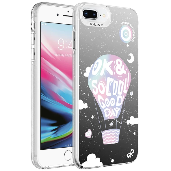 Apple iPhone 8 Plus Kılıf Desenli Zore Silver Sert Kılıf - Resim 2