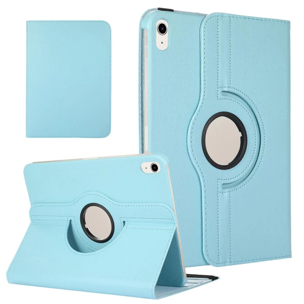 Smody iPad 10. Nesil 10.9 Kılıf 360 Dönerli Standlı Kapaklı + Temperli Cam Ekran Koruyucu + Kalem - Resim 9