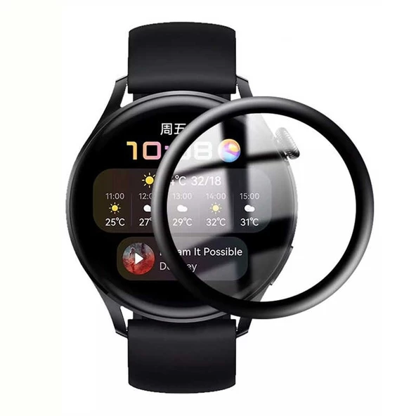 Huawei Watch 3  3D PMMA Kavisli Full Cam Ekran Koruyucu