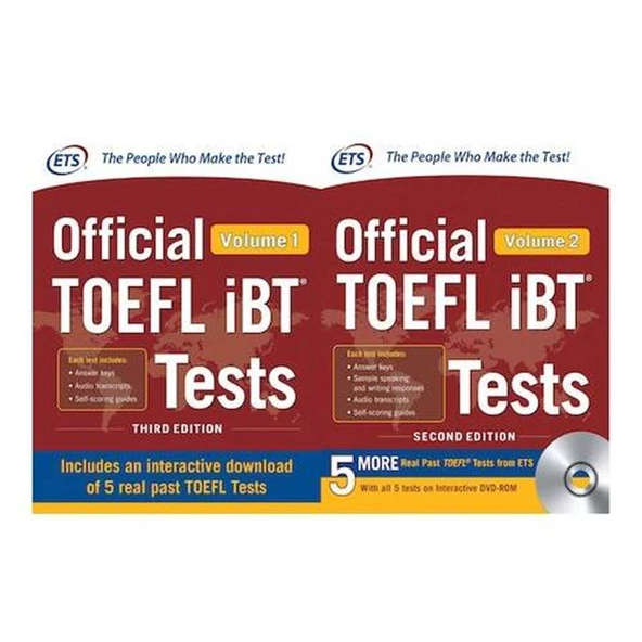 ETS official TOEFL iBT tests with audio Volume 1 (3rd Ed.) + Volume 2 (2nd Ed.) ürün görseli 1