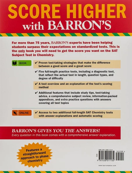 Barron's SAT Subject Test: Chemistry, 14th Edition: With Bonus Online Tests 14th Edition - Resim 2