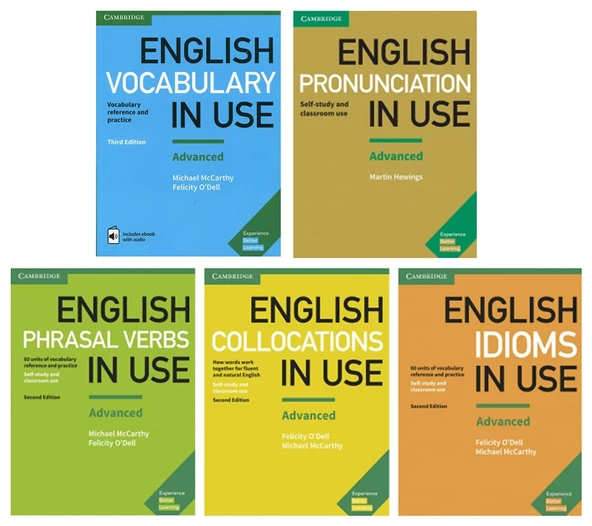 Advanced Cambridge English Vocabulary in Use Set ( Vocabulary - Pronunciation - Collocations - idioms - Phrasal Verbs ) ürün görseli 1