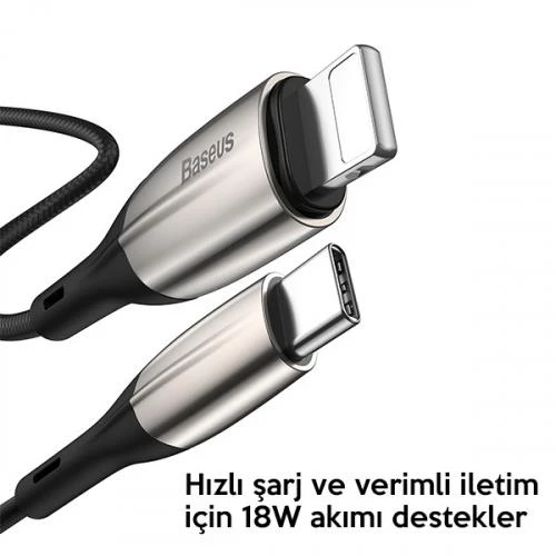 Baseus 18W 1 Metre USB C To İphone Lightning Şarj ve Data Kablosu, Süper Hızlı, Halat Dayanıklı Kablo - 2