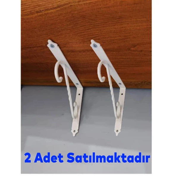 Raf Altı Raf Tutucu Ayak Ferforje Beyaz Ayarlı 150x110 mm 2 ADET - 4