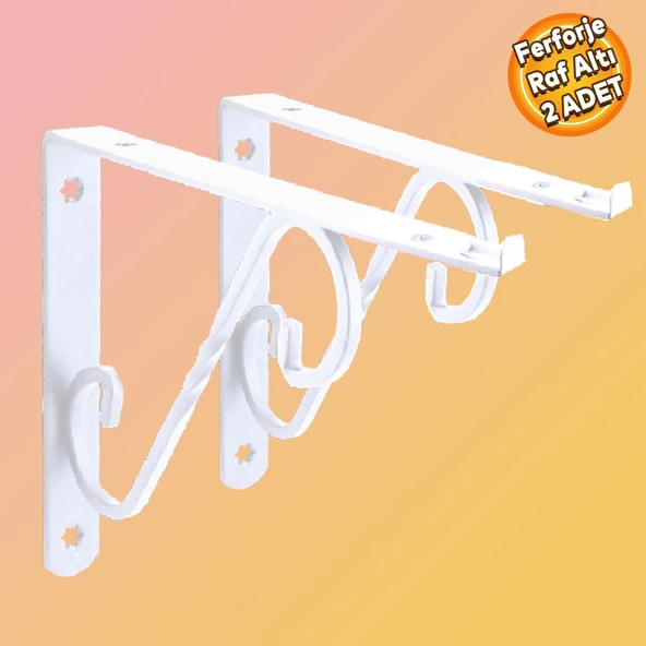 Raf Altı Raf Tutucu Ayak Ferforje Beyaz Ayarlı 150x110 mm 2 ADET