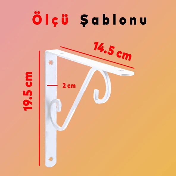 Raf Altı Raf Tutucu Ayak Ferforje Beyaz 195 x 145 mm 2 ADET - Resim 2