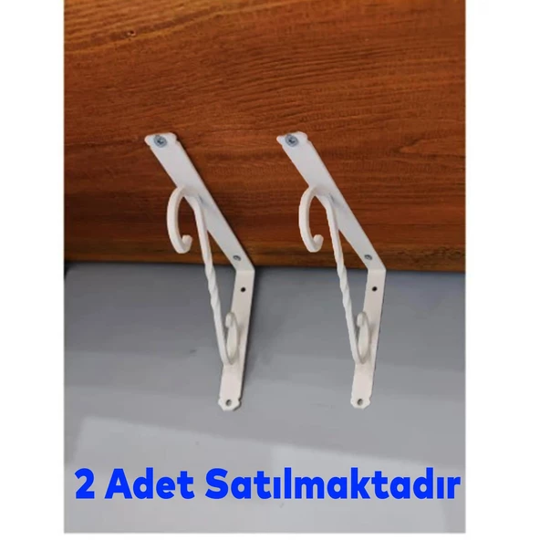 Raf Altı Raf Tutucu Ayak Ferforje Beyaz 195 x 145 mm 2 ADET - Resim 3