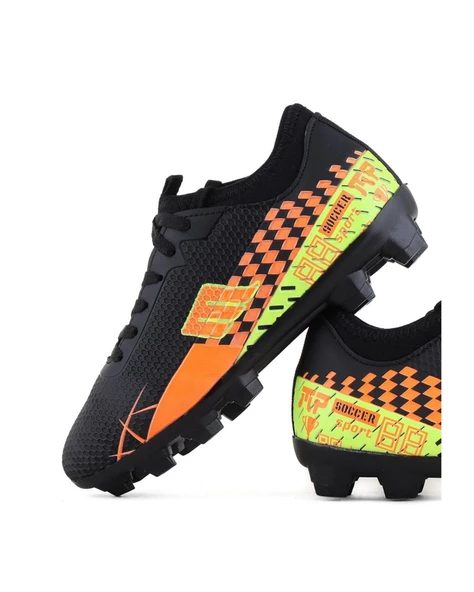 M.P. 231-1139 Mr Erkek Siyah-Turuncu Çoraplı Krampon Futbol Ayakkabı - 4