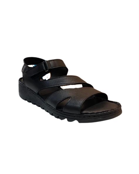 Neon AKM-098 Kadın Siyah Hakiki Deri Sandalet - 2