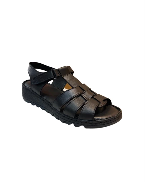 Neon AKM-008 Kadın Siyah Hakiki Deri Sandalet - 2