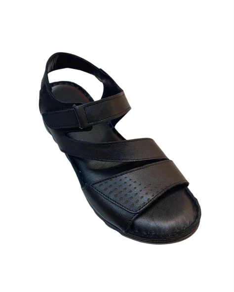 Neon AKM-088 Kadın Siyah Hakiki Deri Sandalet - 3