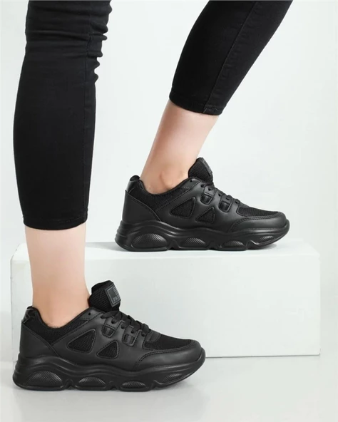 Darkstep 144 Zn Kadın Siyah Anorak Yüksek Taban Günlük Spor Ayakkabı